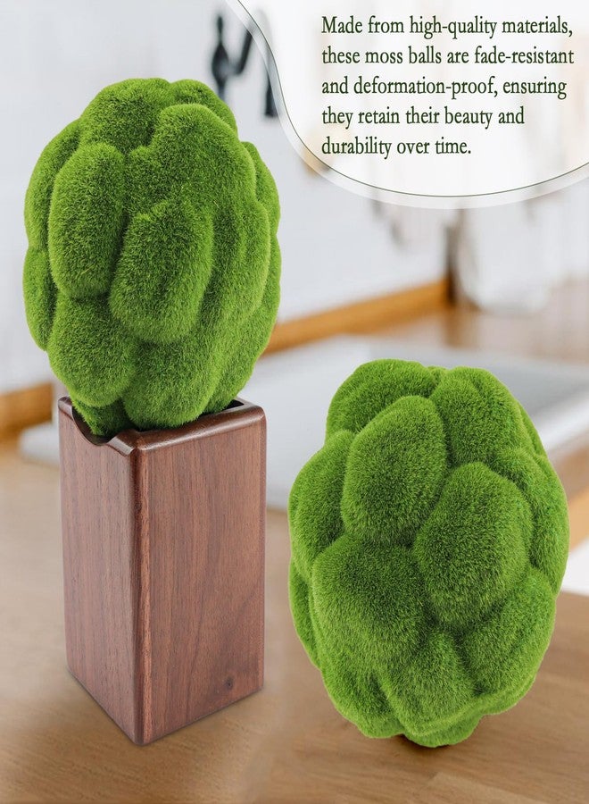 LCJAOF 2pcs Artificial Moss Rocks - Fake Green Moss Balls for Garden Decoration, Realistic Faux Topiary Balls, Fade-Resistant&Versatile for Weddings, Parties, and DIY Landscaping - Image 5